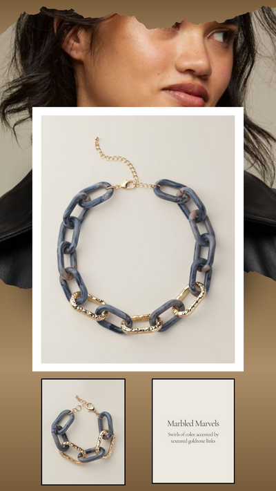 Modern Marbled Link Necklace