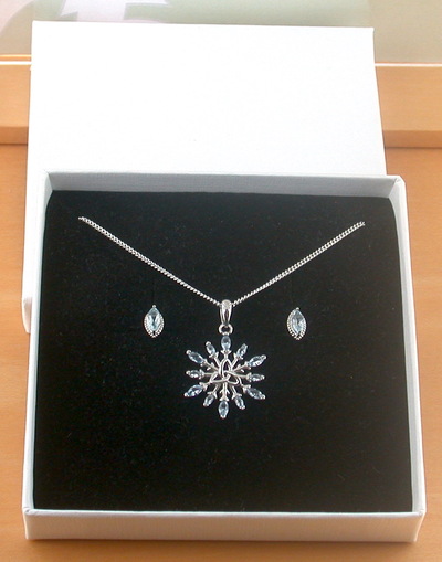 BOXED GIFT BOX/Sterling Silver Blue Topaz Triquetra Pendant & Chain/Blue Topaz Triquetra Necklace/Topaz Jewellery/Topaz Jewelry/Topaz Earrings/UK
