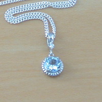 BOXED GIFT SET/ Sterling Silver Blue Topaz Gemstone Pendant & Chain/Blue Topaz Necklace/Topaz Jewellery/Topaz Jewelry/Topaz Necklace/Topaz Earrings/UK - Thumbnail 1