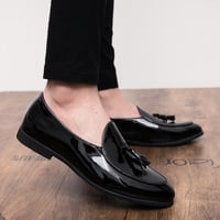 Men's breathable business casual tassel slip-on shiny finish shoes - Thumbnail 5
