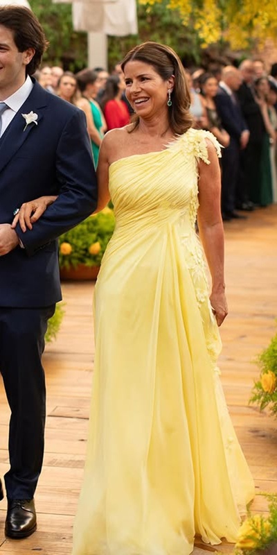 Yellow Sheath One Shoulder Mother Of The Bride/ Groom Dresses Formal Evening Dress