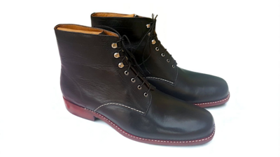 Crafted Leather Classic Men Black Leather Ankle High Lace up Dress Boot