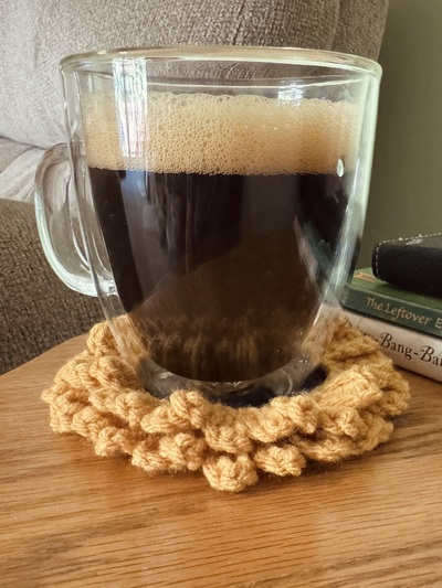Crochet Sunflower Coaster Set of Two Handmade by Grandma