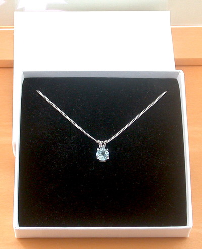 BOXED GIFT/Blue Topaz Solitaire Pendant & 18" Silver Chain/Blue Topaz Necklace/Topaz Jewellery/Topaz Jewelery/November Birthstone/UK
