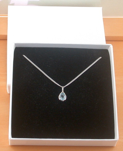 BOXED GIFT/Sterling Silver Blue Topaz Teardrop Pendant & Chain/Blue Topaz Necklace/Topaz Jewellery/Topaz Jewelry/November birthstone/UK