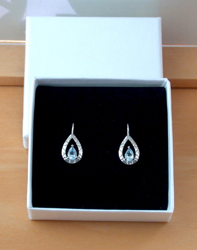 BOXED GIFT/Sterling Silver Blue Topaz Teardrop Earrings/Topaz Hook Earrings/Topaz Jewellery/Topaz Jewelry/Topaz Earrings/UK