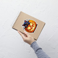 Spooky Cute Black Cat in Pumpkin Sticker - Thumbnail 1
