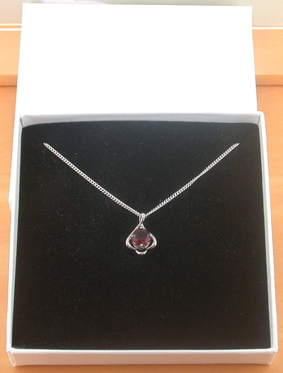 BOXED GIFT/Garnet Pendant & 18" Silver Chain/Garnet Necklace/Red Garnet Jewellery/Garnet Jewelry/Garnet Jewelery/January Birthstone/UK