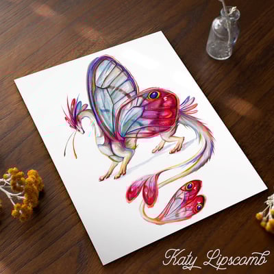 Pink Clearwing Butterfly Dragon - Print