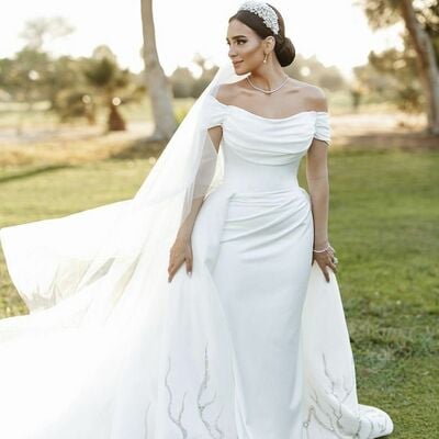 Mermaid wedding dress, satin bridal dress bridal gown - Thumbnail 1