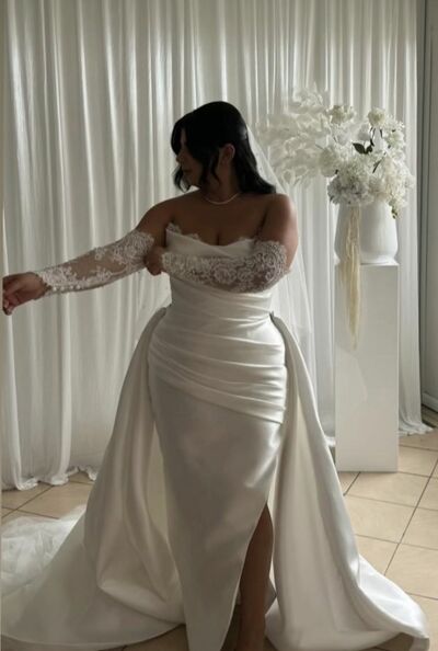 Plus Size Wedding Dress, Satin Bridal Dress Bridal Gown