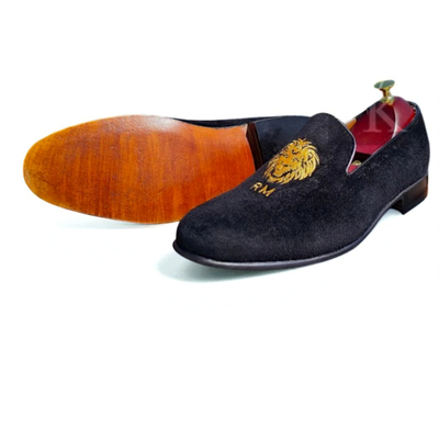 Crafted Leather Classic Black Velvet Loafers Moccasin Loafers Dress Shoes
