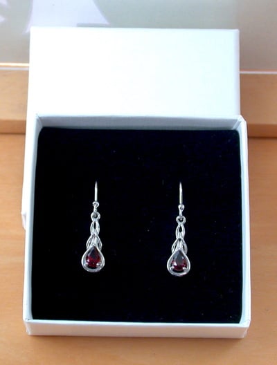 BOXED GIFT/Garnet Earrings/Sterling Silver Garnet Earrings/Garnet Jewelry/Garnet Jewellery/Garnet Jewelery/Red Gemstone Earrings/UK