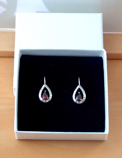 BOXED GIFT/Sterling Silver Garnet Hook Earrings/Garnet Earrings/Garnet Jewellery/Garnet Jewelry/UK