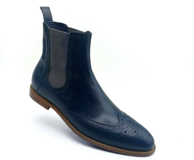 Crafted Leather Classic Blue Leather Chelsea Boot