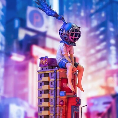 Arttoy by sank toys "lonely colossus rooftop boy blues" - Thumbnail 2