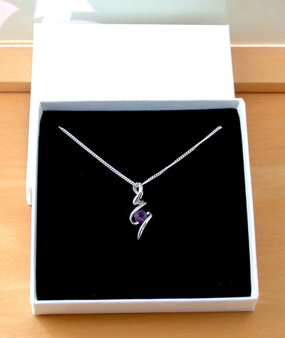 BOXED GIFT/Amethyst Pendant & 18" Sterling Silver Chain/Amethyst Necklace/Amethyst Jewellery/Amethyst Jewelery/February Birthstone/UK