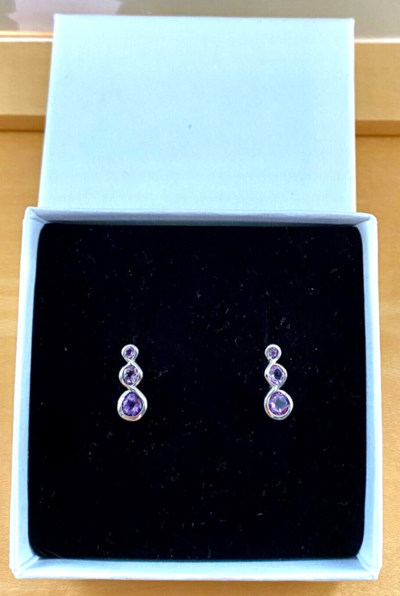 BOXED GIFT/Amethyst Earrings/Sterling Silver Amethyst Earrings/Purple Gemstone Earrings/Amethyst Jewellery/Amethyst Jewelry/UK