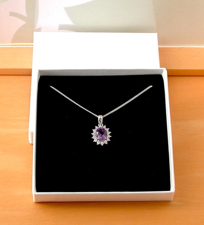 BOXED GIFT/Sterling Silver Amethyst Pendant & Chain/Silver Amethyst Necklace UK/Amethyst Jewellery/Amethyst Jewelry/February Birthstone/UK