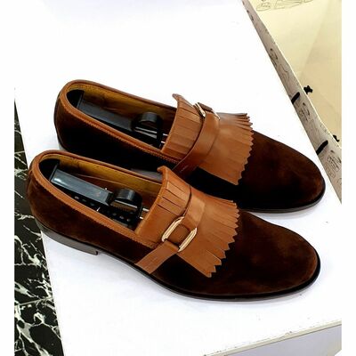 Handmade Deep Brown Suede Beautiful Structure Loafers Slips On Moccasin Shoes