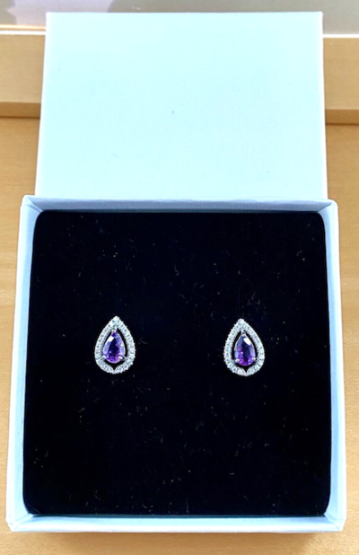BOXED GIFT/Sterling Silver Amethyst Earrings/Amethyst Earrings/Amethyst Studs/Amethyst Jewellery/Amethyst Jewelry/UK