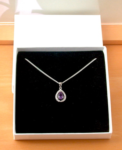 BOXED GIFT/Sterling Silver Amethyst Pendant & Chain/Amethyst Necklace/Amethyst Jewellery/Amethyst Jewelry/UK