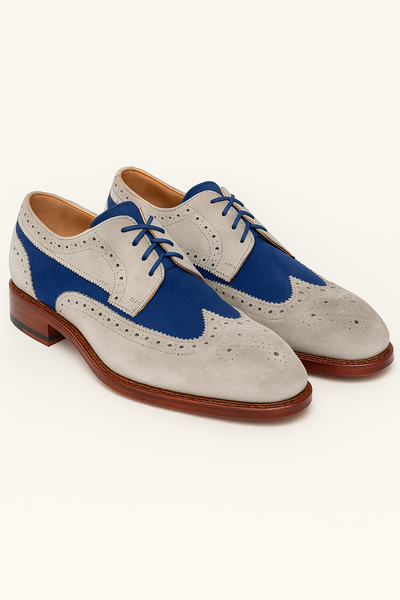 Handmade Contraast Wingtip Oxford Lace Up Formal Shoes For Men's