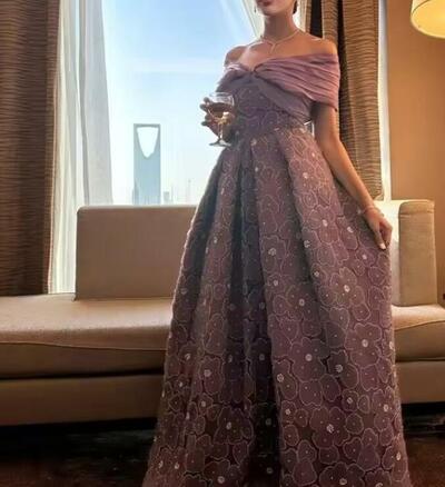 Customized Elegant Off the Shoulder Empire Party Dress Short Floor Length Ruched Formal Evening Gowns