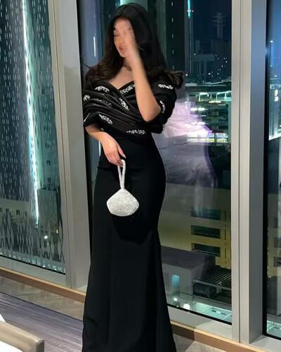 Customized Elegant Mermaid Ruched Simple Off the Shoulder Floor Length s Formal Evening Gowns