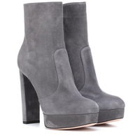 Women's round toe thick heel waterproof platform boots 3 colors - Thumbnail 1