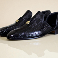 Crafted Leather Classic Black Crocodile Leather Tassel Loafers Dress Shoes - Thumbnail 2