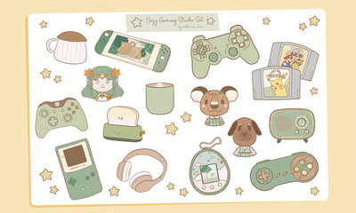 Cozy Gaming - Green Sticker Sheet