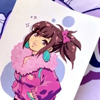 5.5 x 8.5 inch Peach gal painting  - Thumbnail 1