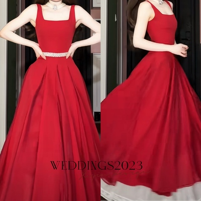 Premium Cut Bridal Gown Dress In Solid Velvet Satin, Square Neck+ Hollow Deep V Back, Piano Perform Suit Elegant Prom Dress