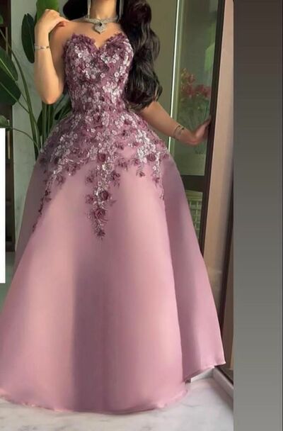 Ball Gown 3D Handmade Flowers Prom Dress Evening Formal Gown