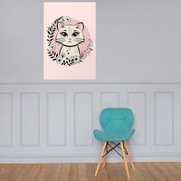 Cute cat with Flowers Wall Poster - Thumbnail 1