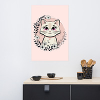 Cute cat with Flowers Wall Poster - Thumbnail 3