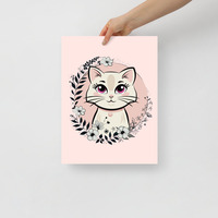 Cute cat with Flowers Wall Poster - Thumbnail 4