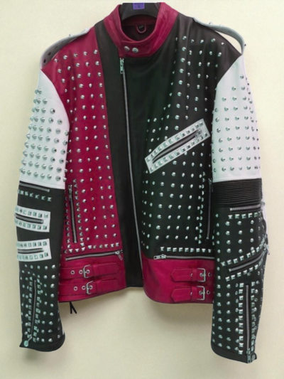 Crafted Leather Classic Men's Fashion Biker Studded Leather Jacket