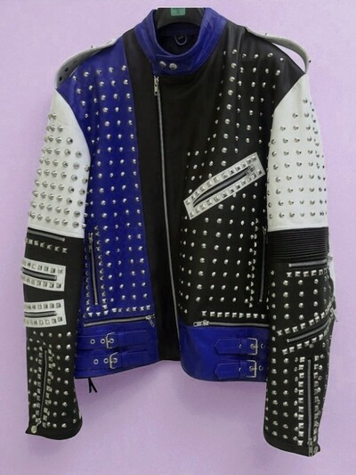 Crafted Leather Classic Men's Fashion Biker Studded Leather Jacket