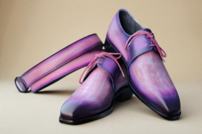 Crafted Leather Classic Men Pink Patina Leather Oxford Dress Shoes