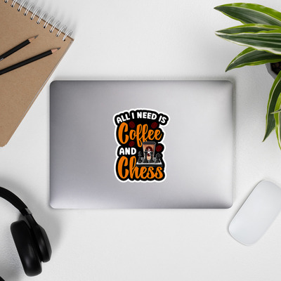 Coffee & Chess Sticker  For Caffeine & Strategy Lovers