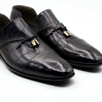 Crafted Leather Classic Black Crocodile Leather Tassel Loafers Dress Shoes - Thumbnail 3