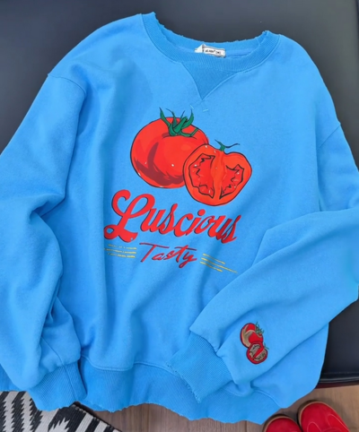Luscious Tasty Tomato Printed Sweatshirt