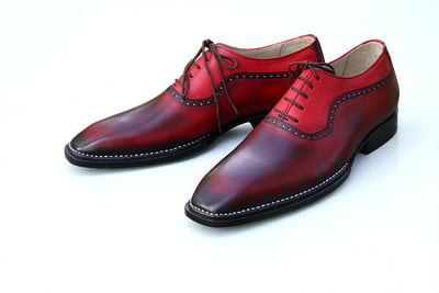 Crafted Leather Classic Fashion Burgundy Patina Leather Dress Shoes