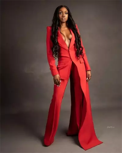 Red Women Suits Set 2 Pieces Super Long Blazer Wide Leg Pants Custom Made Fashion Office Lady Floor Length Party Prom Dress