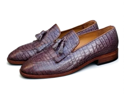 Crafted Leather Genuine Crocodile Leather Tassel Loafers Dress Shoes