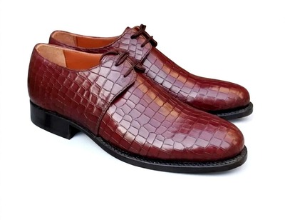 Crafted Leather Classic Men Crocodile Oxford Lace up Alligator Dress Shoes