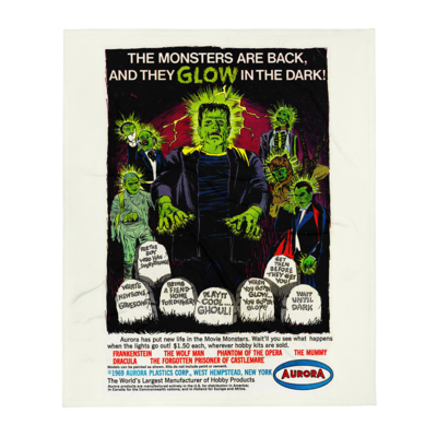 60x80 Aurora GLOW Monsters 1969 Comic Book Ad Throw Blanket