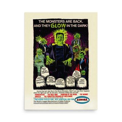 18x24 Aurora GLOW Monsters 1969 Comic Book Ad Poster